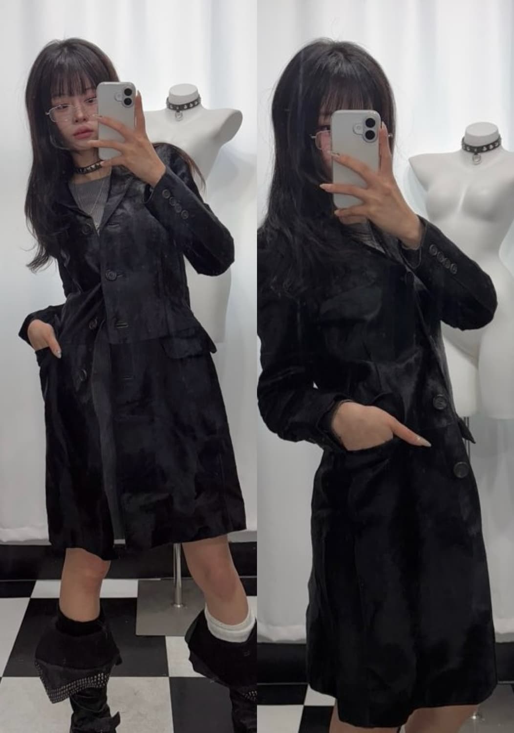 🎸블랙 캐프스킨 털 코트🎸 상품이미지1