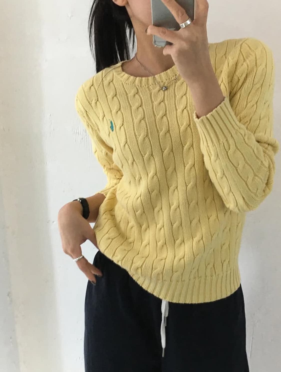 Polo 랄프로렌 코튼 옐로우컬러 케이블니트 상품이미지2