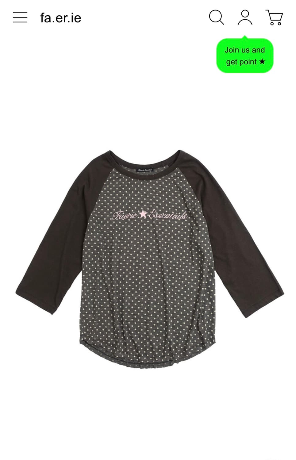 샵페어리 dot raglan sleeve top (charcoal) 상품이미지1