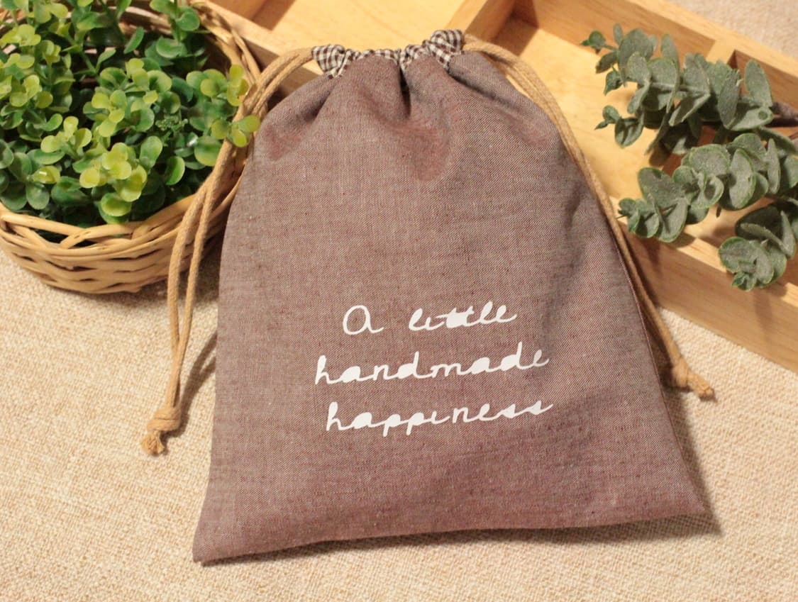 핸드메이드 브라운 스트링 파우치 상품이미지1