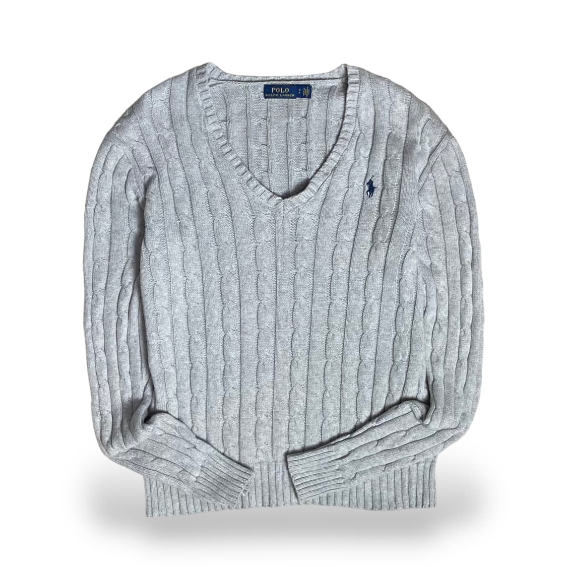 폴로 랄프로렌 연그레이 브이넥 케이블니트 상품이미지1
