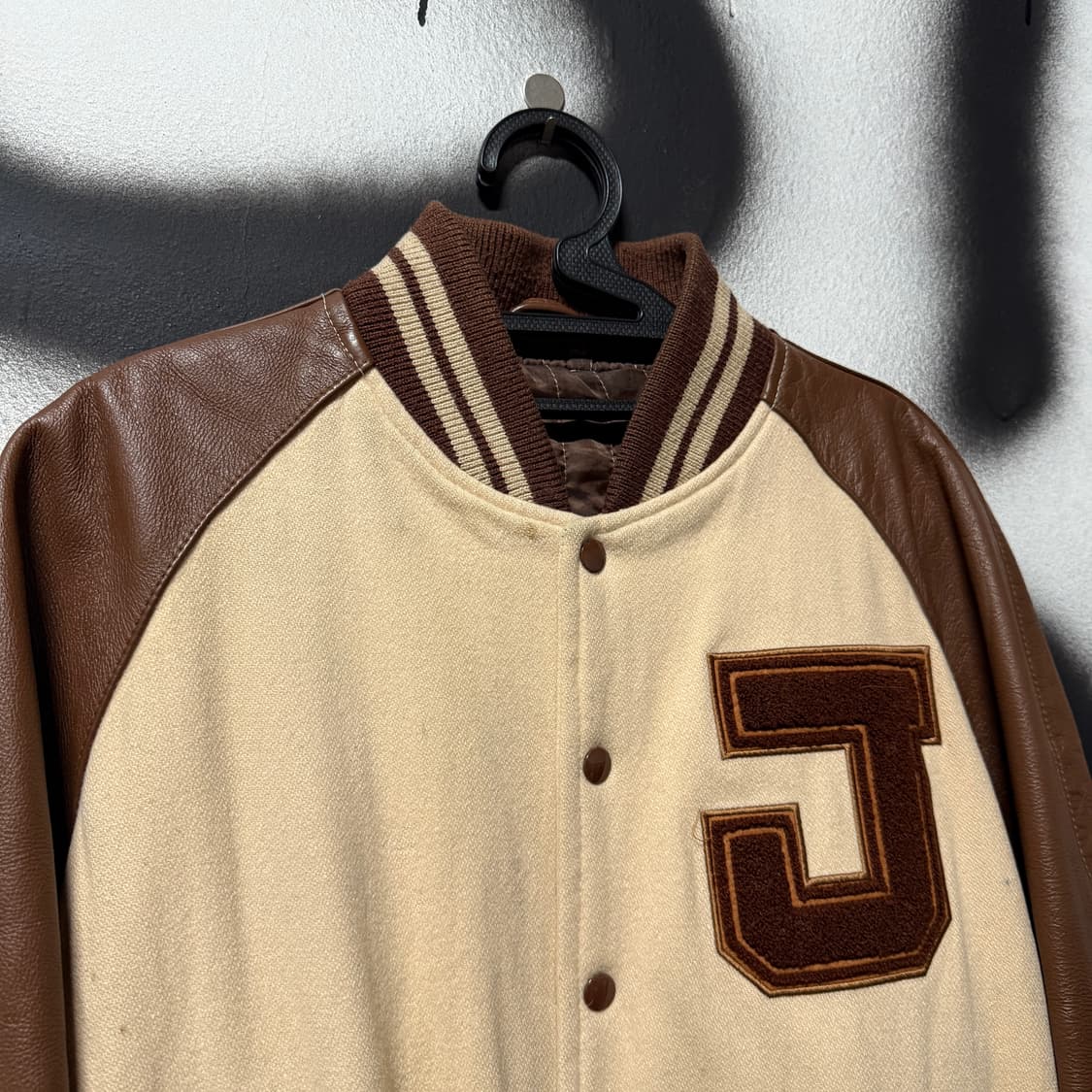 VTG 빈티지 올드스쿨 레더암 멀티 패치 바시티 자켓 상품이미지3