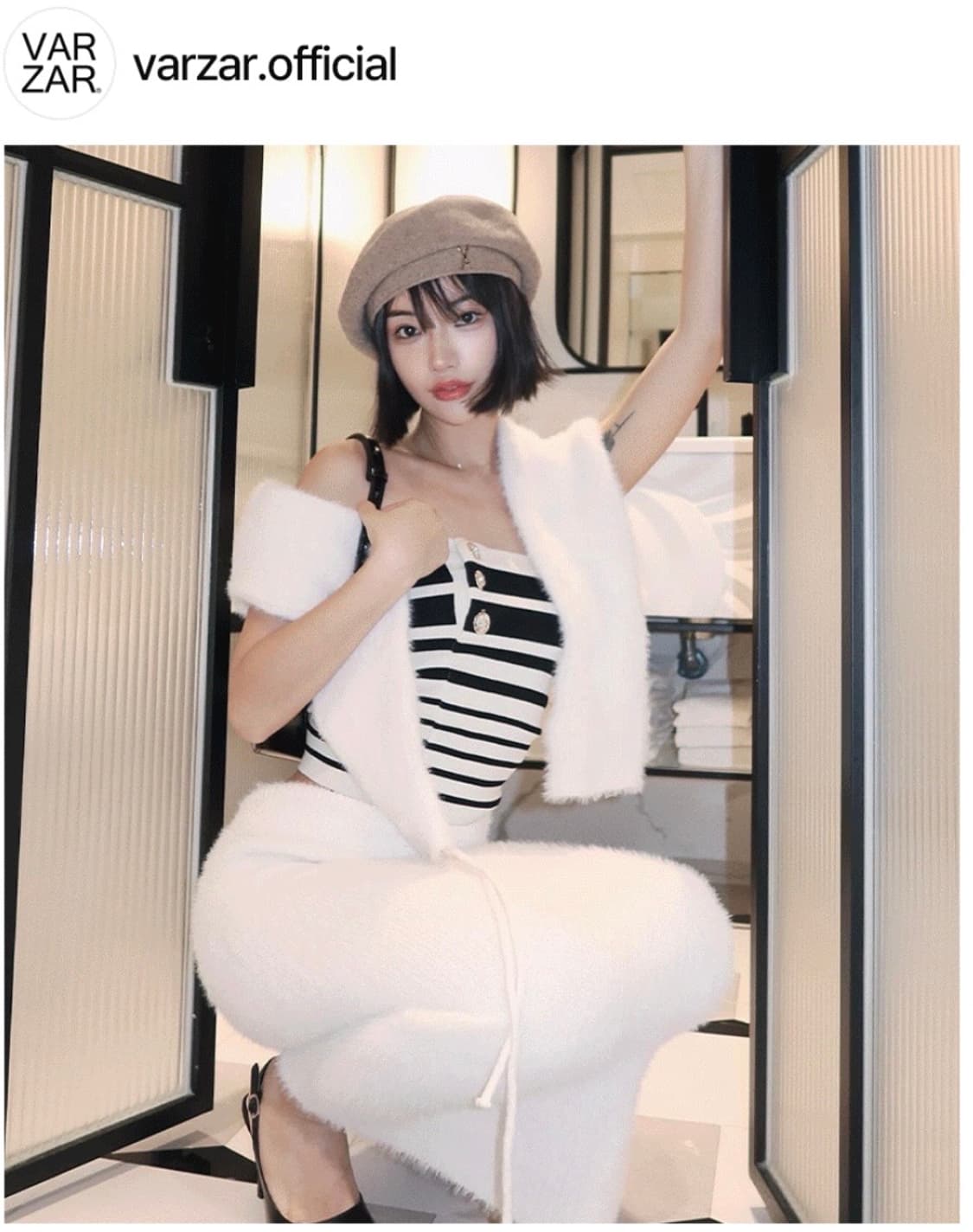 Varzar ) 스터드 로고 울 베레모 (be) 상품이미지2