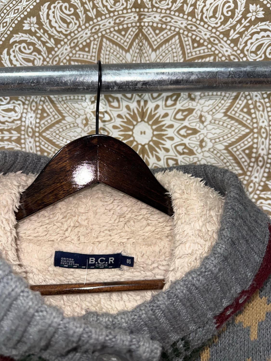 빈티지 에스닉 양털 기모 니트 후드 가디건  상품이미지5