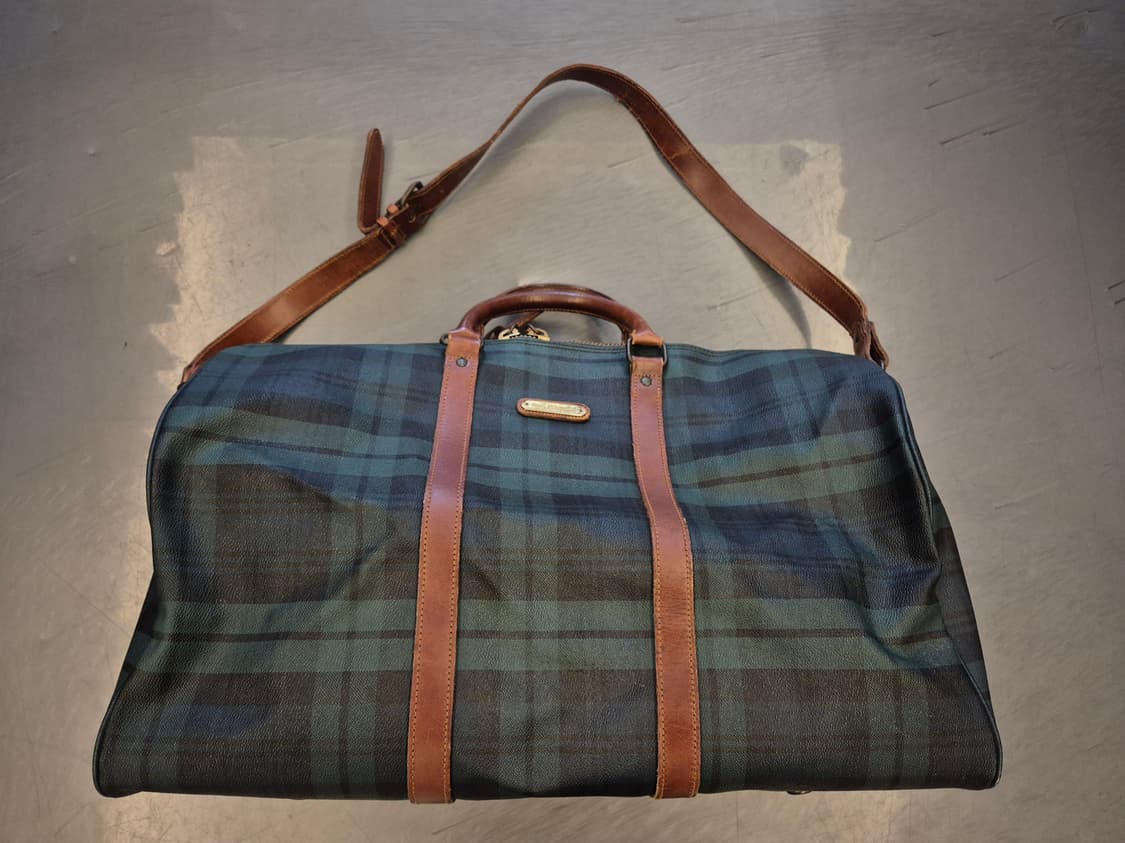 90s 폴로랄프로렌 블랙와치 레더 보스턴 백 상품이미지2