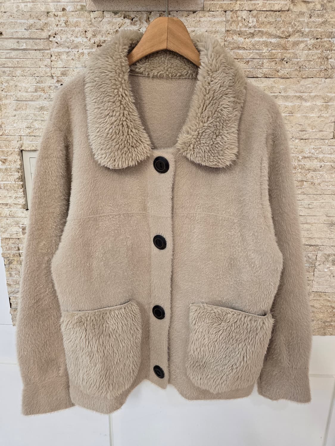 앙고라느낌 퍼 자켓 베이지 상품이미지1