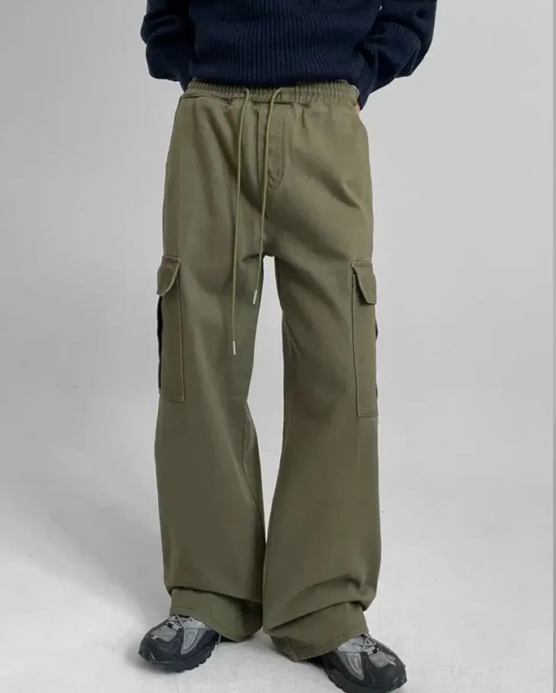 블랙업 필립 밴딩 카고 코튼팬츠 카키 상품이미지1