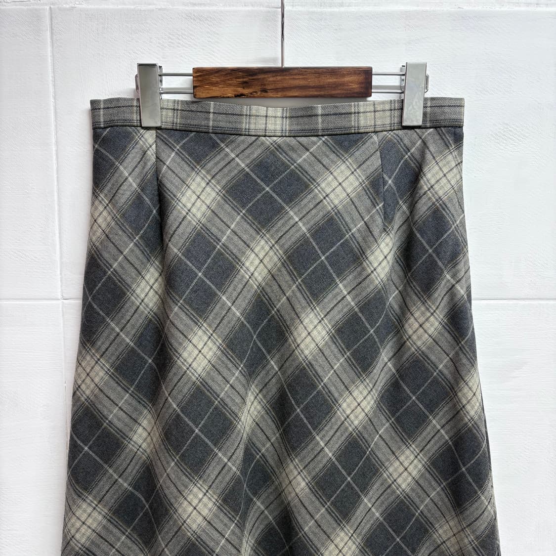 그레이 체크 울 롱 스커트 (JPN) 상품이미지2