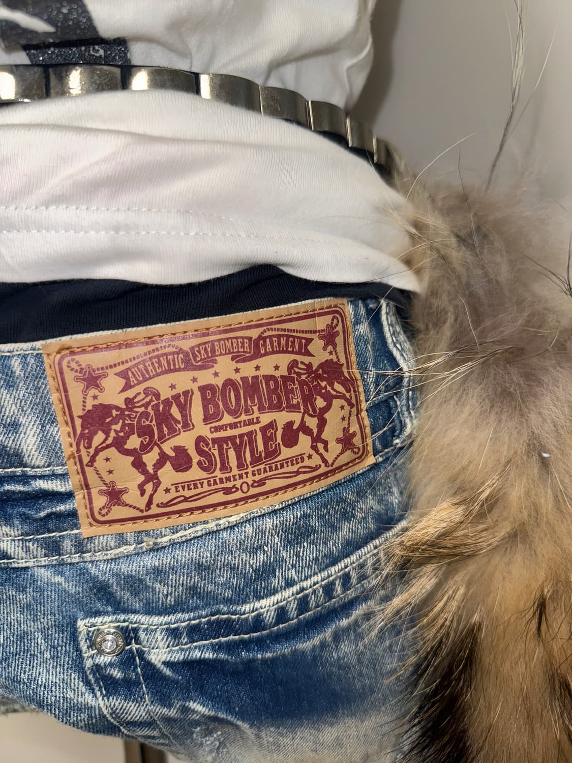 스카이봄버 데미지 갸루 진주 반바지 상품이미지3