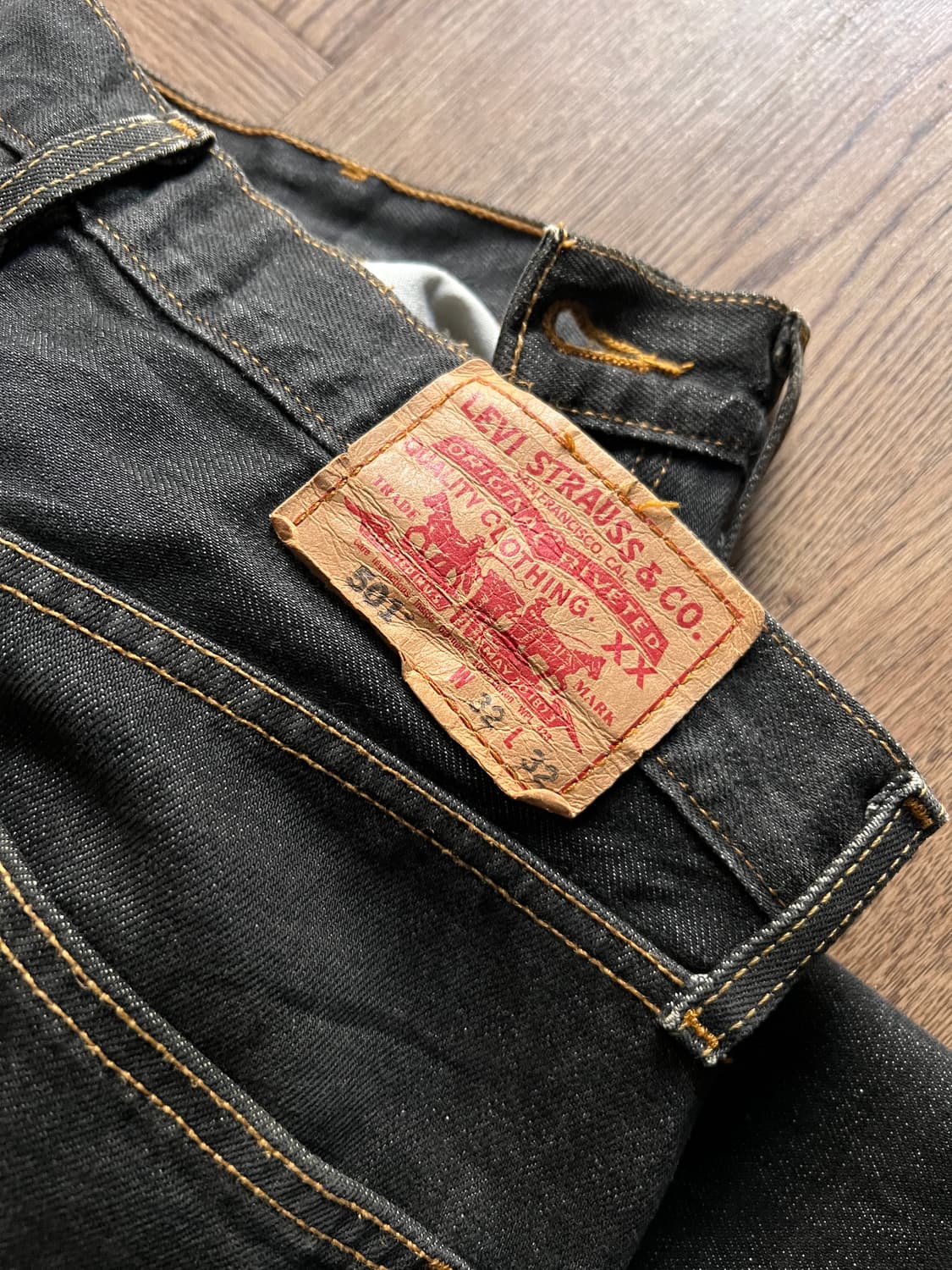 [32]00's 리바이스 501 스트레이트 흑청 데님 팬츠 상품이미지6