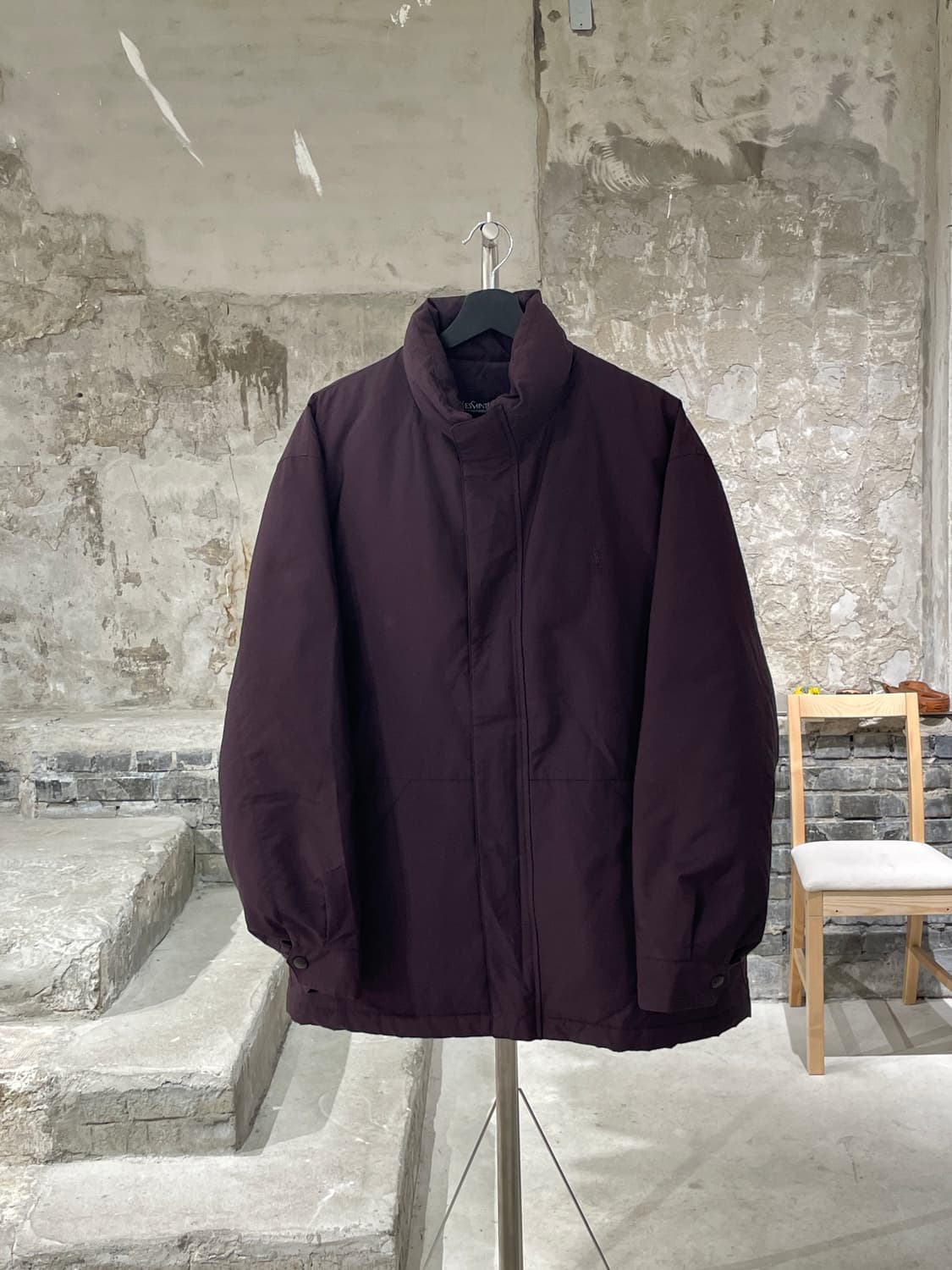 이브 생로랑 뿌르 옴므 버건디 로고 폴리에스텔 푸퍼 자켓 상품이미지1