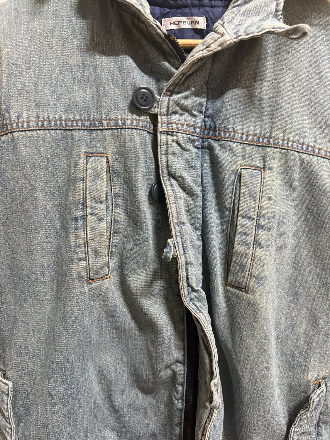 올드 빈티지 퍼 후드 데님 블루종 자켓 상품이미지5