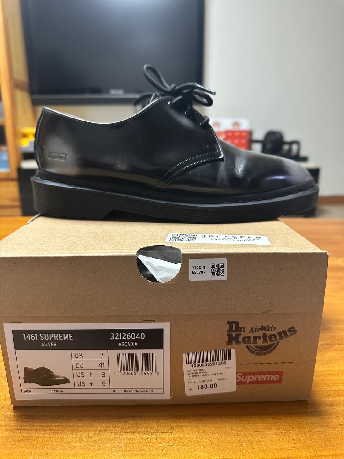 닥터마틴 x 슈프림 1461 그레이 실버 uk7 상품이미지5