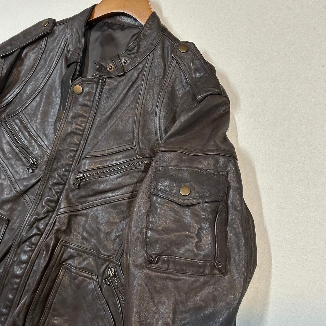 XL) 빈티지 테크니컬 멀티포켓 램스킨 레더 양가죽 자켓 상품이미지2