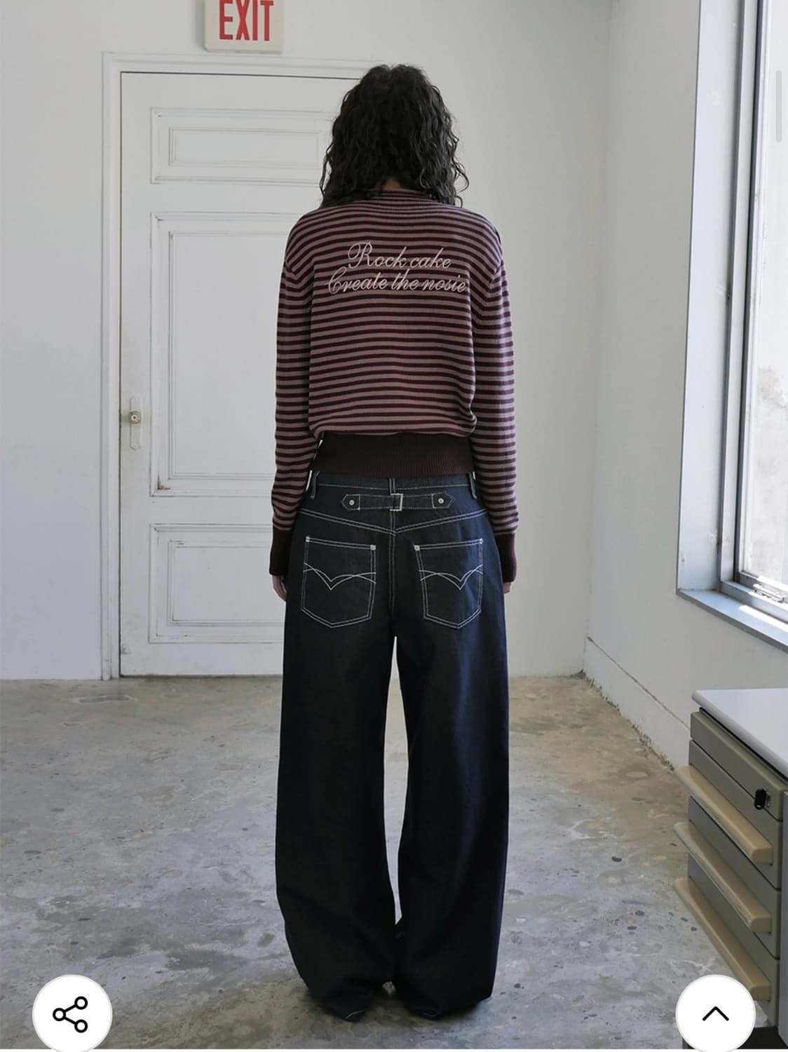 락케이크 Stripe Logo Knit Cardigan - Burgund 상품이미지3