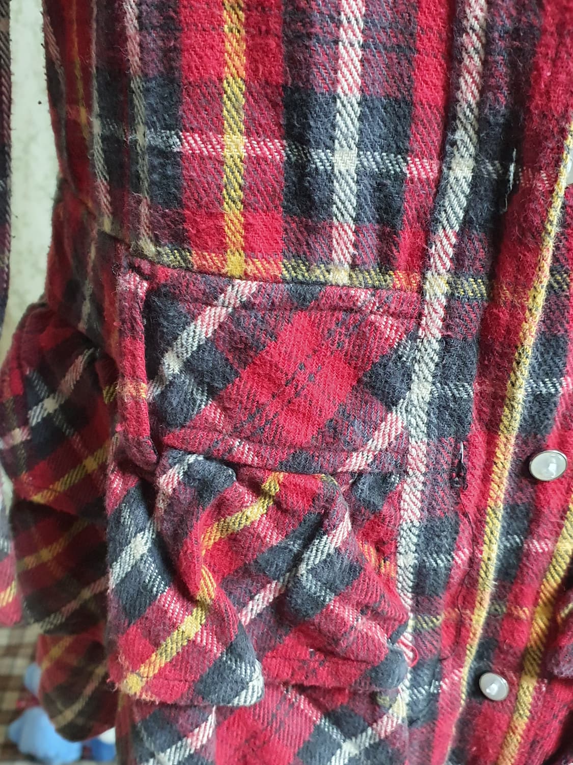 [일본빈티지] 캐캐체 아무깔 레드 체크 프릴 롱 셔츠 원피스 상품이미지2