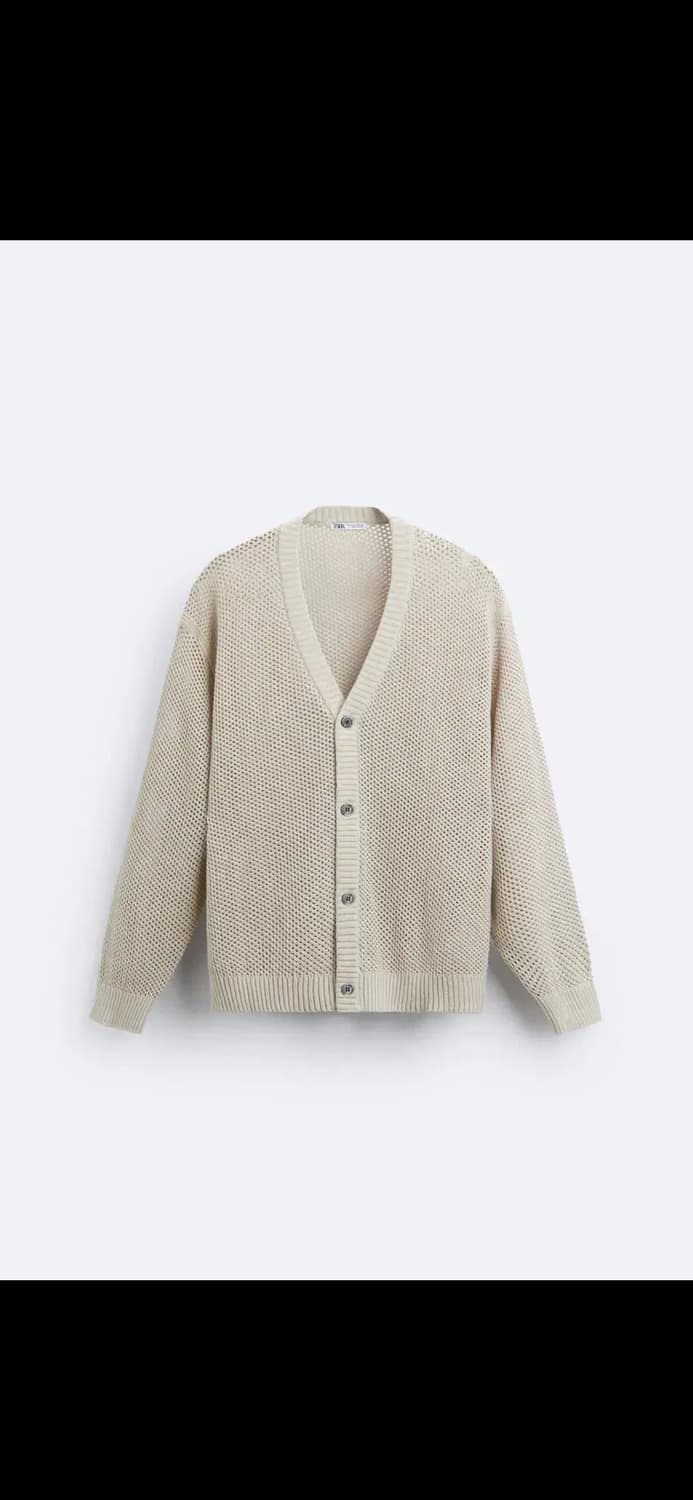 자라 텍스쳐드 크로켓 메쉬 가디건 Sand Brown L 상품이미지3