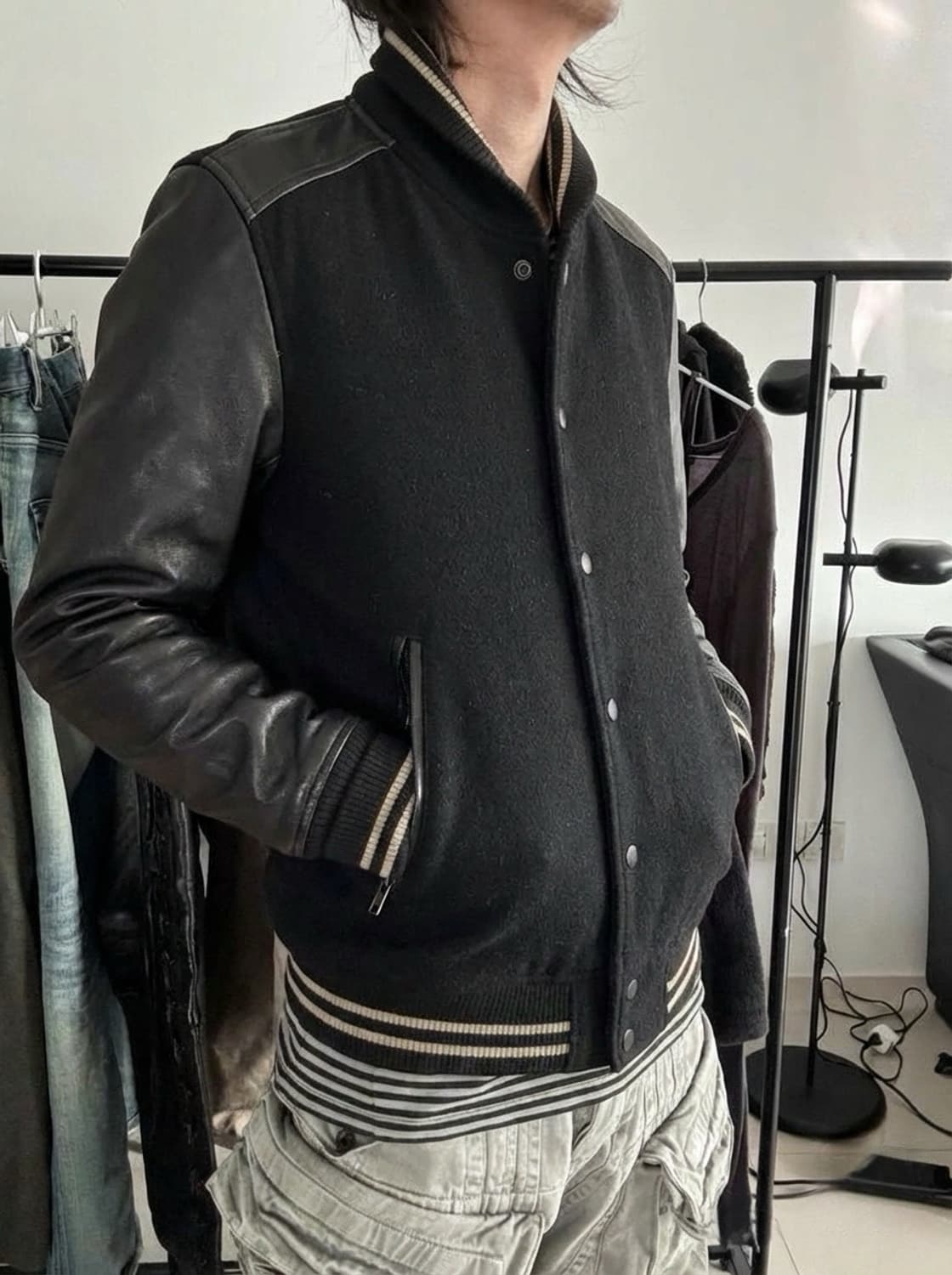 SHIPS JET BLUE  레더 믹스 울 바시티자켓 상품이미지2