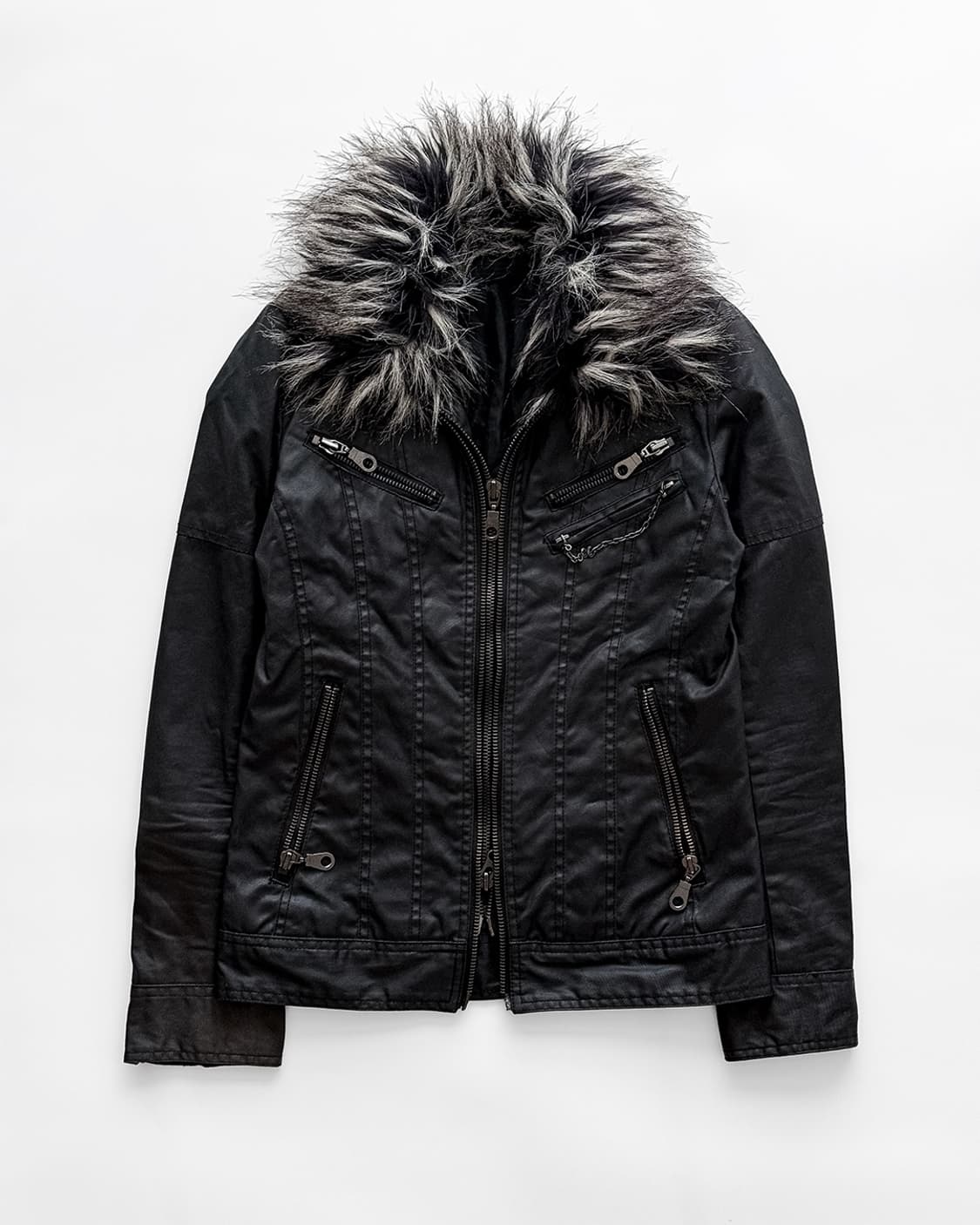 Fuga Waxed Double-Zip Fur Rider Jacket 상품이미지1