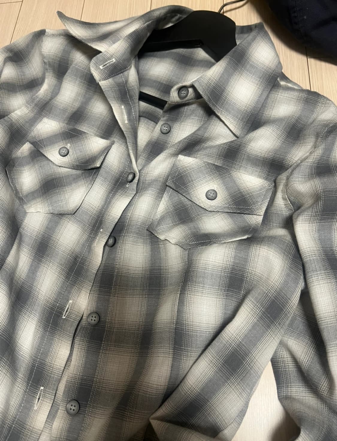 애즈온 그레이 체크 셔츠 상품이미지2
