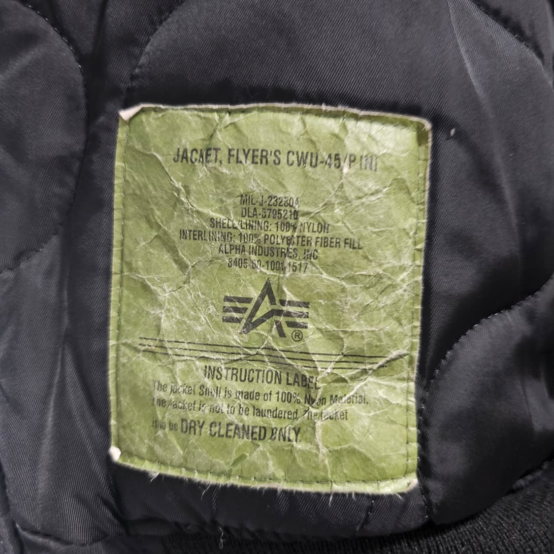 알파인더스트리 CWU-45P 항공점퍼 블랙 상품이미지9