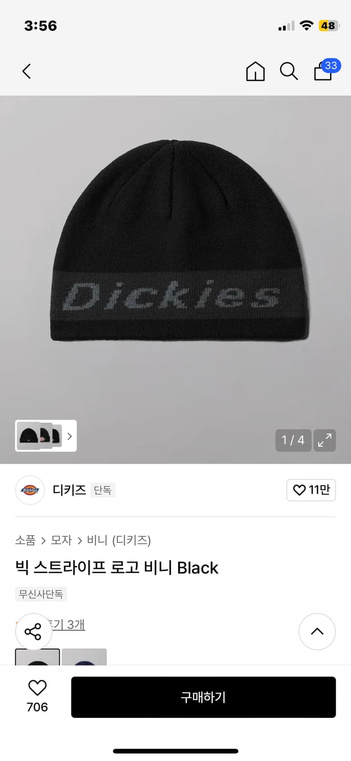 디키즈 빅 스트라이프 로고 비니 25F 상품이미지1