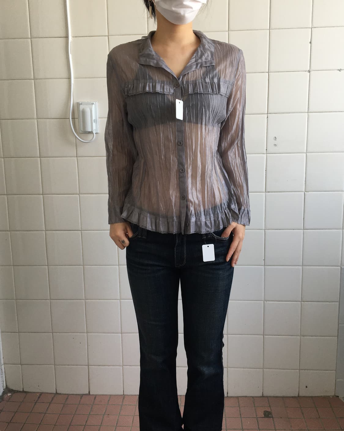 Glossy pleats shirt 상품이미지1