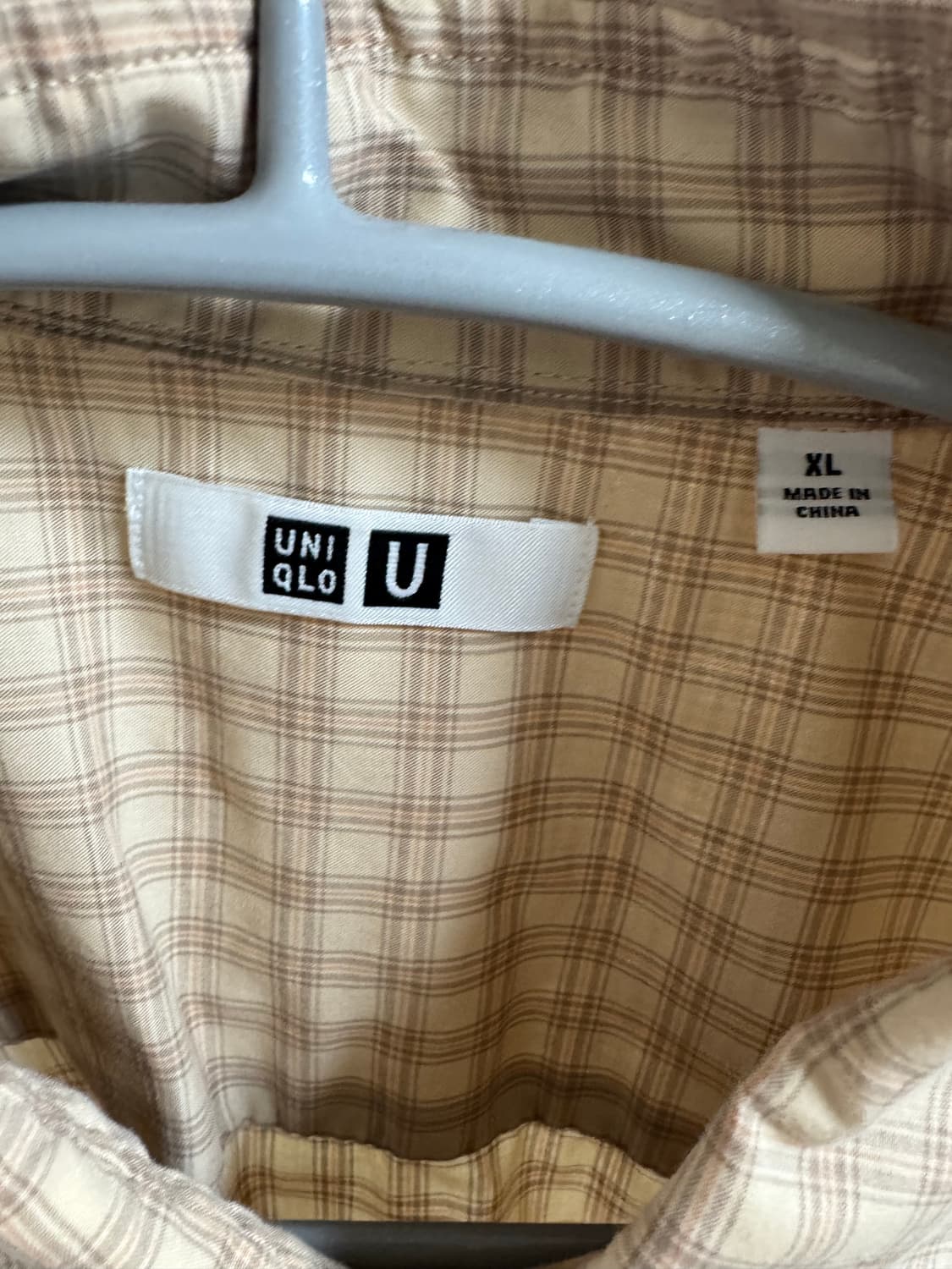 [XL] 유니클로 U 오버사이즈 체크 셔츠 (베이지/브라운 체크) 상품이미지3