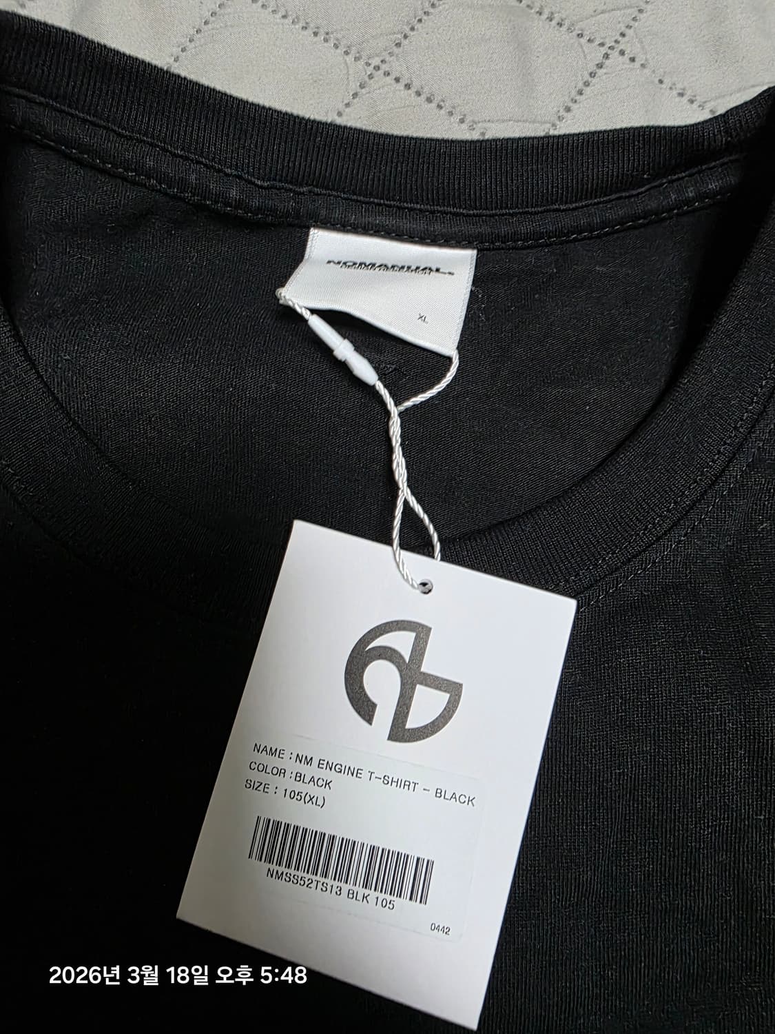 [XL] 노매뉴얼 엔진 프린팅 반팔 티셔츠 블랙 새상품 상품이미지3