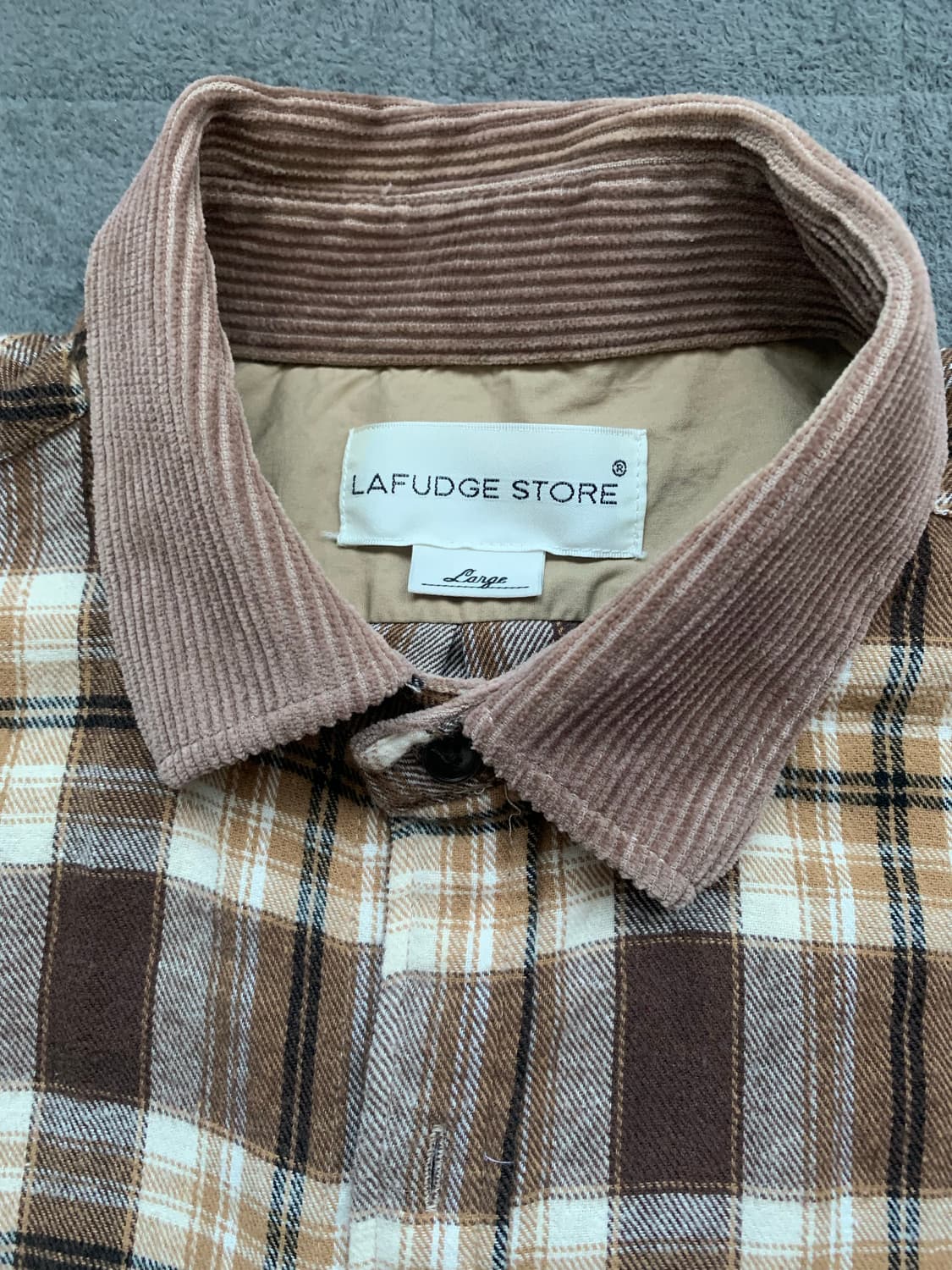 라퍼지스토어 코듀로이 칼라 빅 오버 체크 셔츠자켓L 상품이미지3