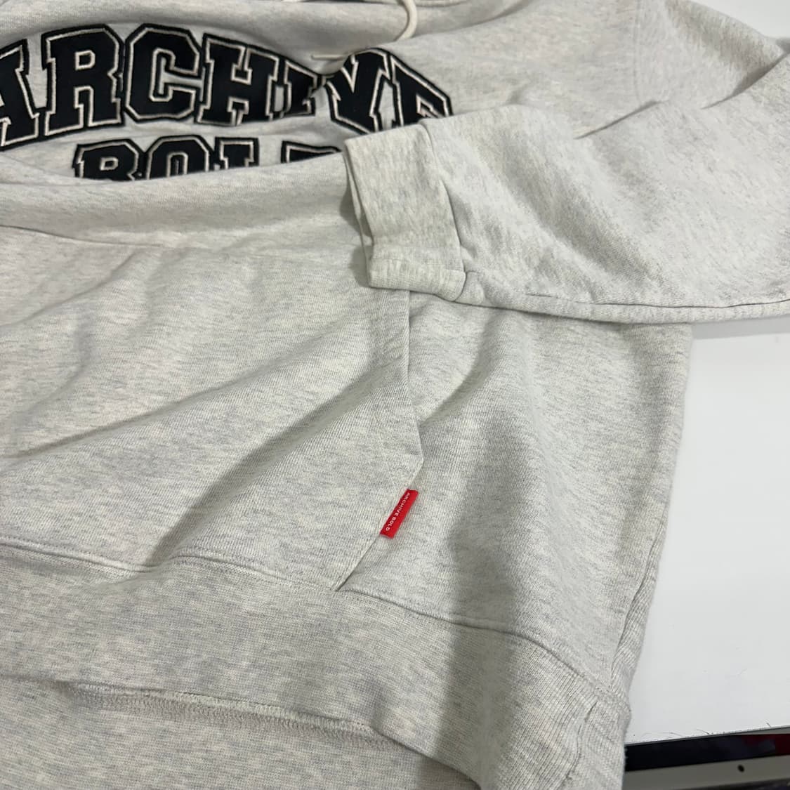 XL 아카이브볼드 멜란지그레이 오버핏 스웻후드티 상품이미지3