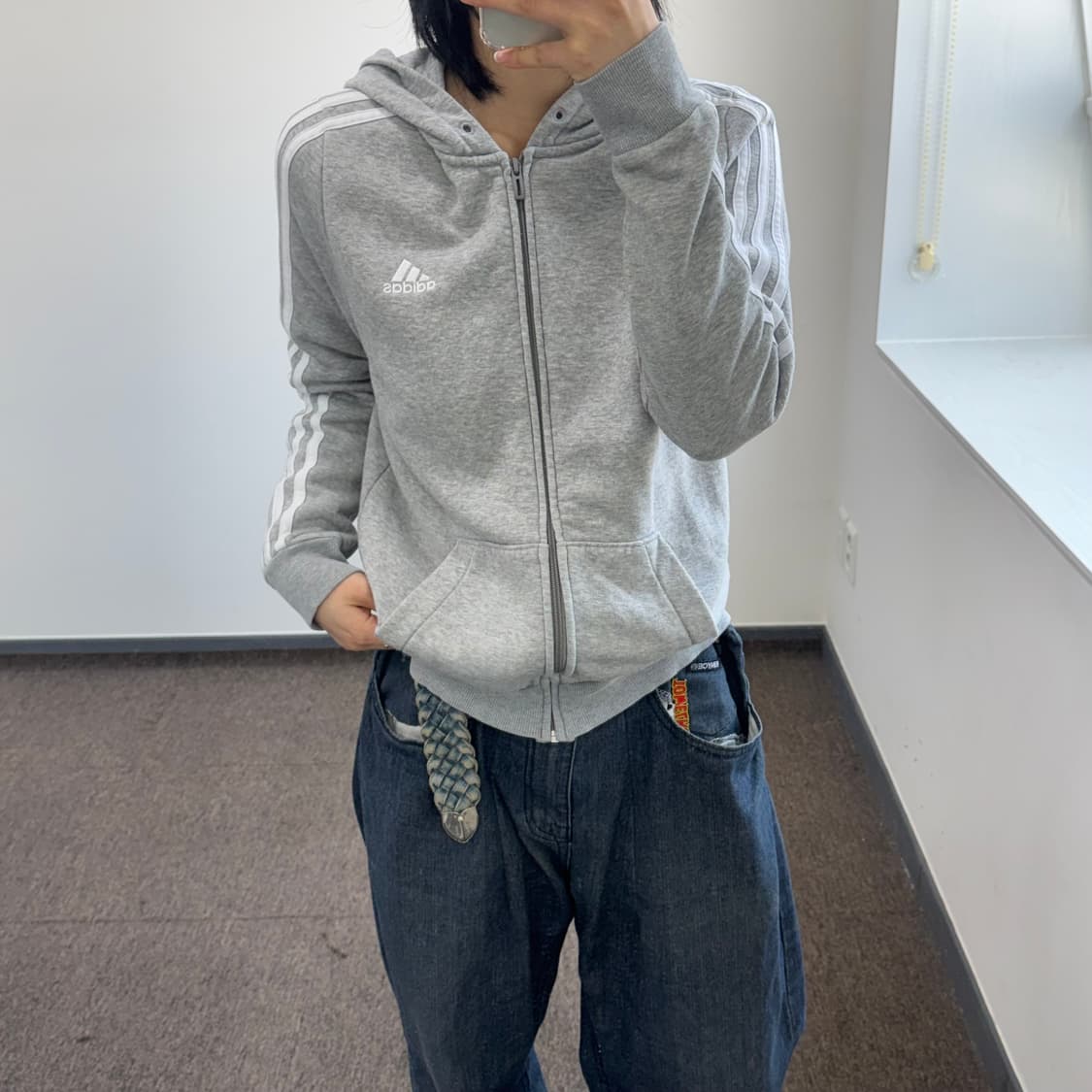 Adidas 아디다스 삼각로고 트랙탑 그레이 후드집업 상품이미지1