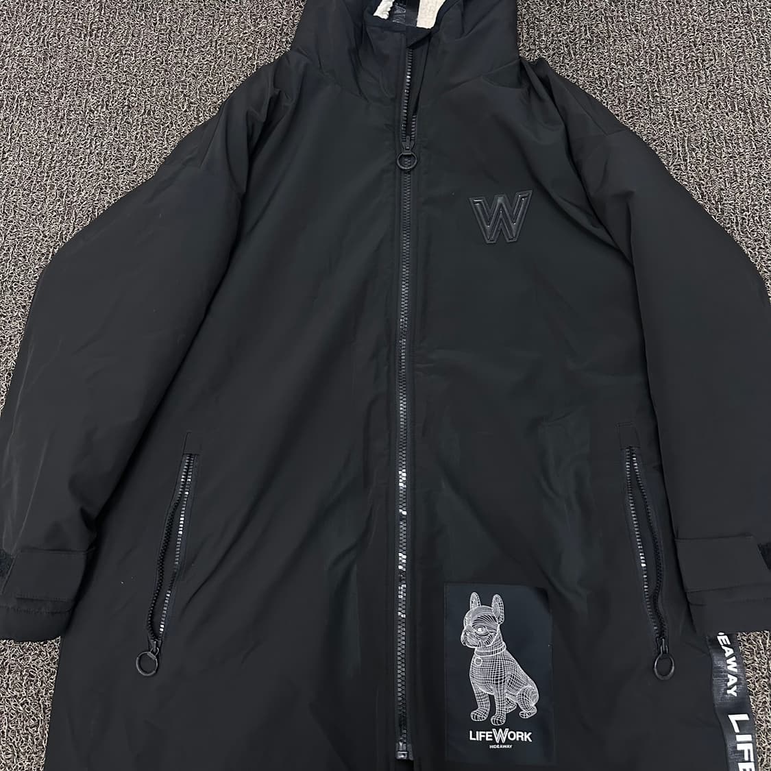 LIFEWORK 라이프워크 양면 롱 뽀글이 털 점퍼 블랙 L 상품이미지2