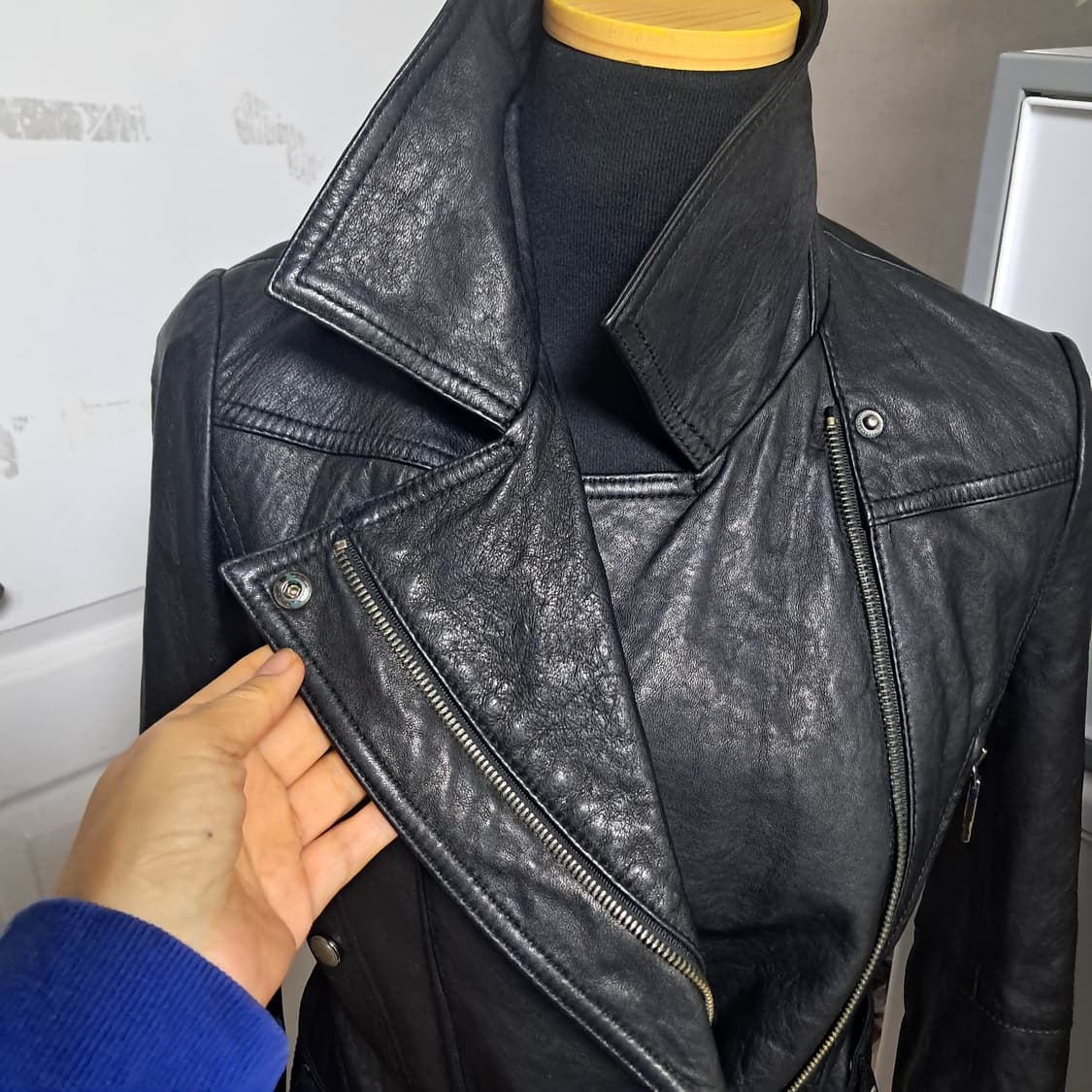 미샤 여성 가죽 램스킨 자켓 블랙 44~날씬55 상품이미지6