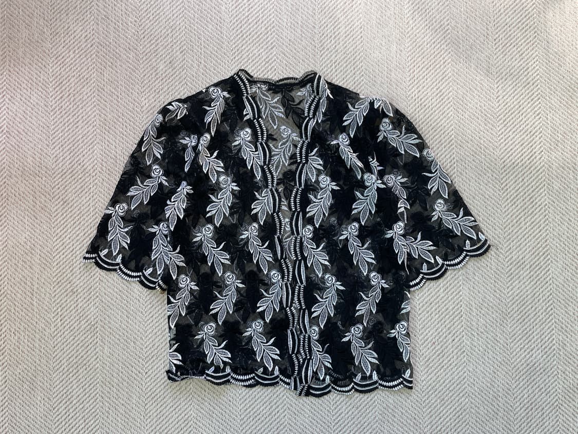 빈티지 플라워 시스루 자카트 블라우스  상품이미지3