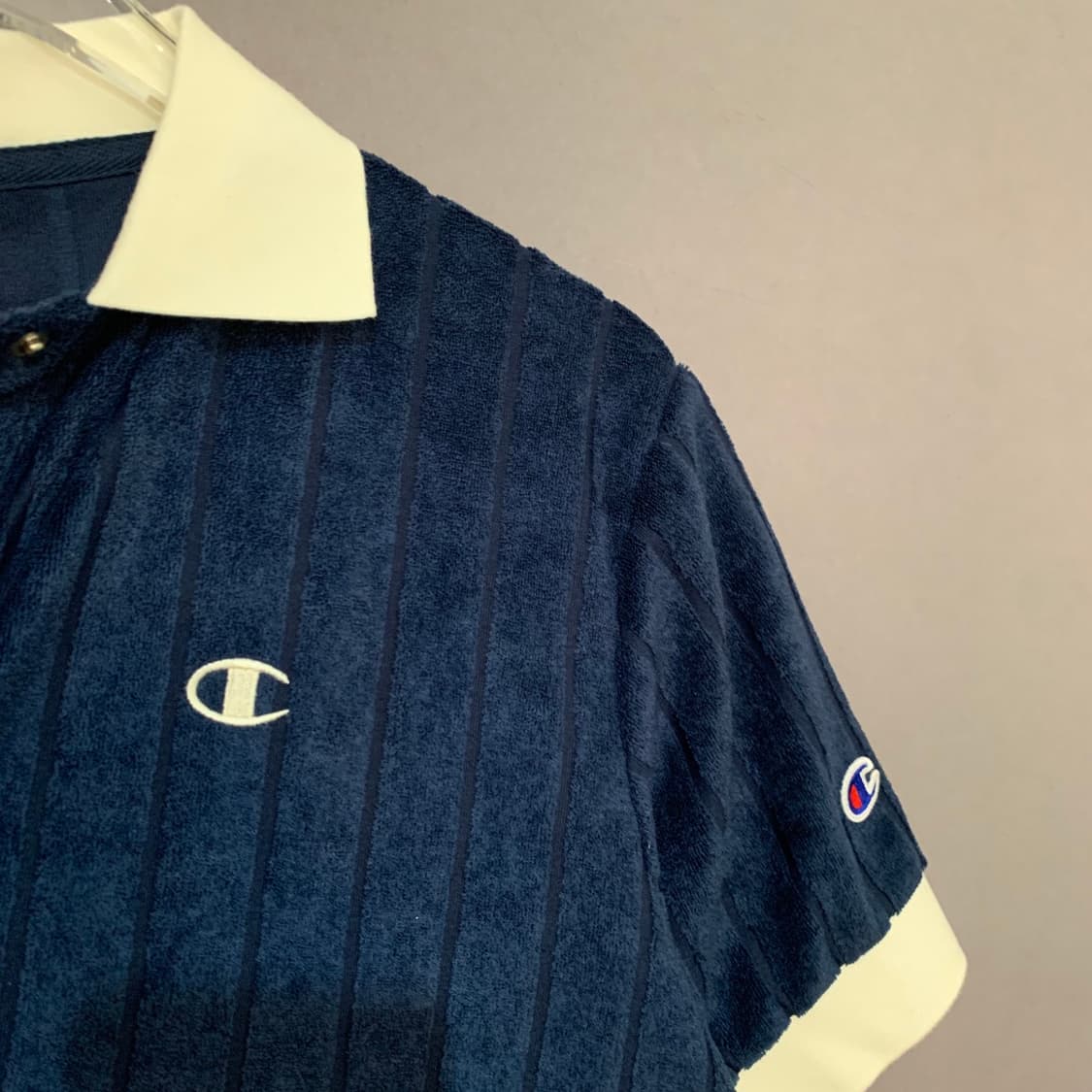 M 챔피온 여성 스트라이프 파일 폴로 반팔 카라티 상품이미지4