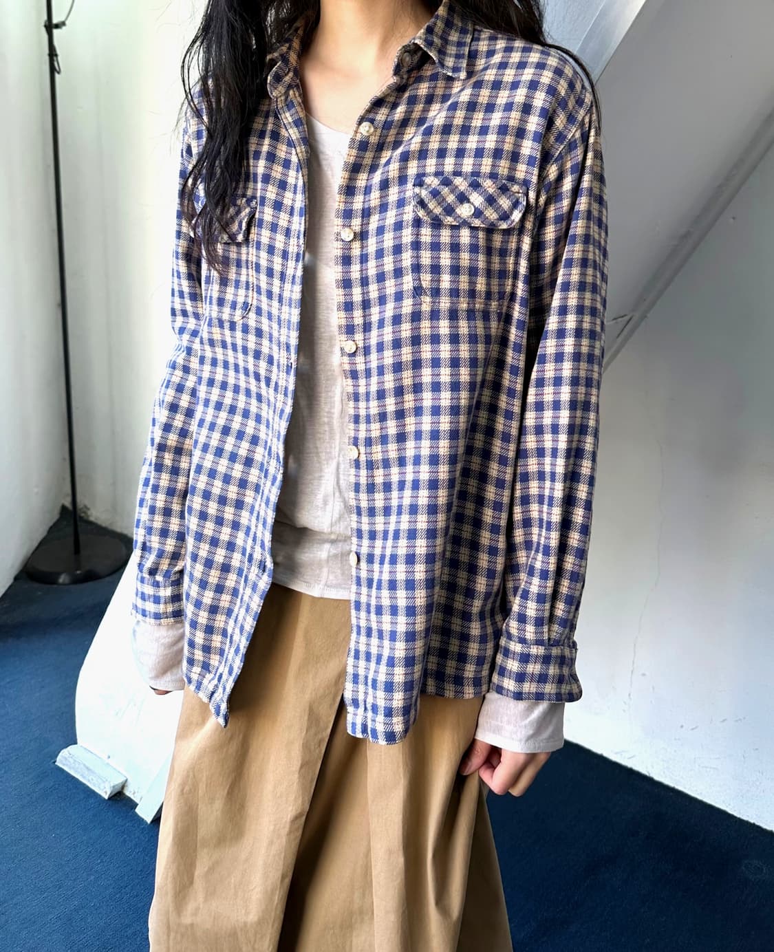 Cotton nel check work shirt 상품이미지2