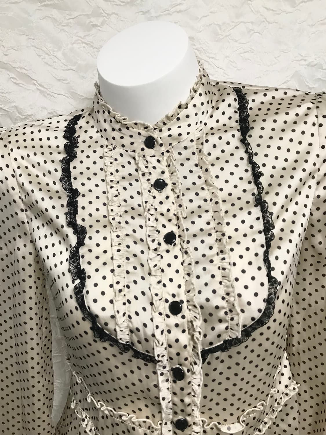 빈티지 긱시크 로걀 도트 프릴 블라우스 상품이미지3