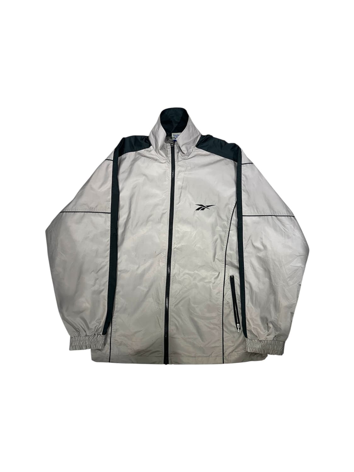 리복 라이트 그레이 오버핏 블랙 사이드 라인 바람막이 자켓 L 상품이미지5