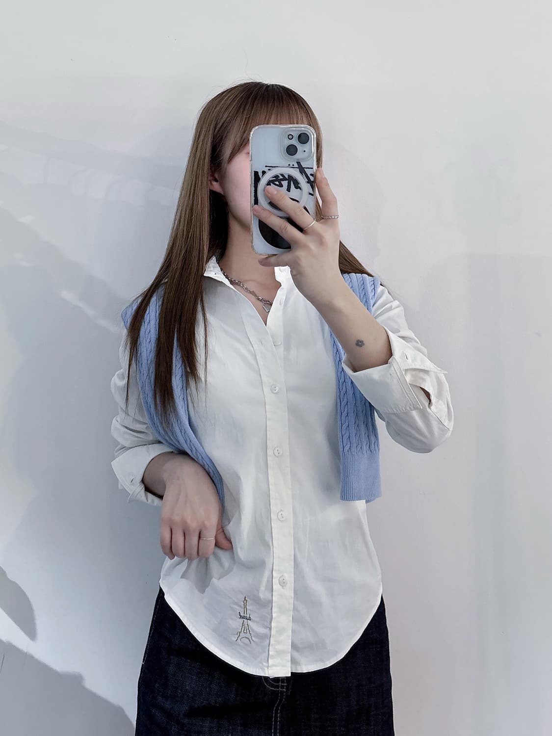 디젤 스몰로고 화이트 셔츠 상품이미지1