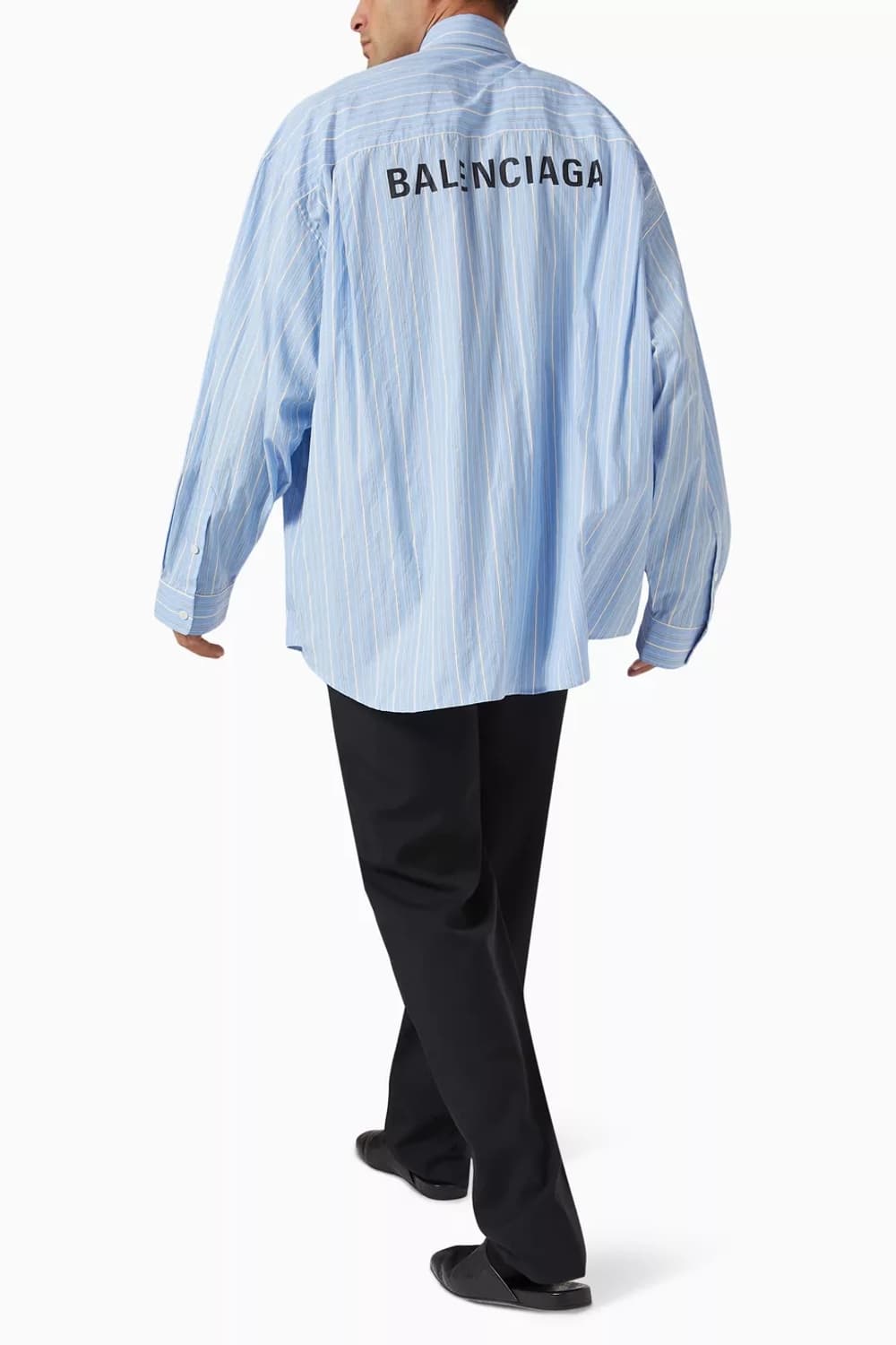발렌시아가 스트라이프 백로고 오버 셔츠 S 상품이미지3