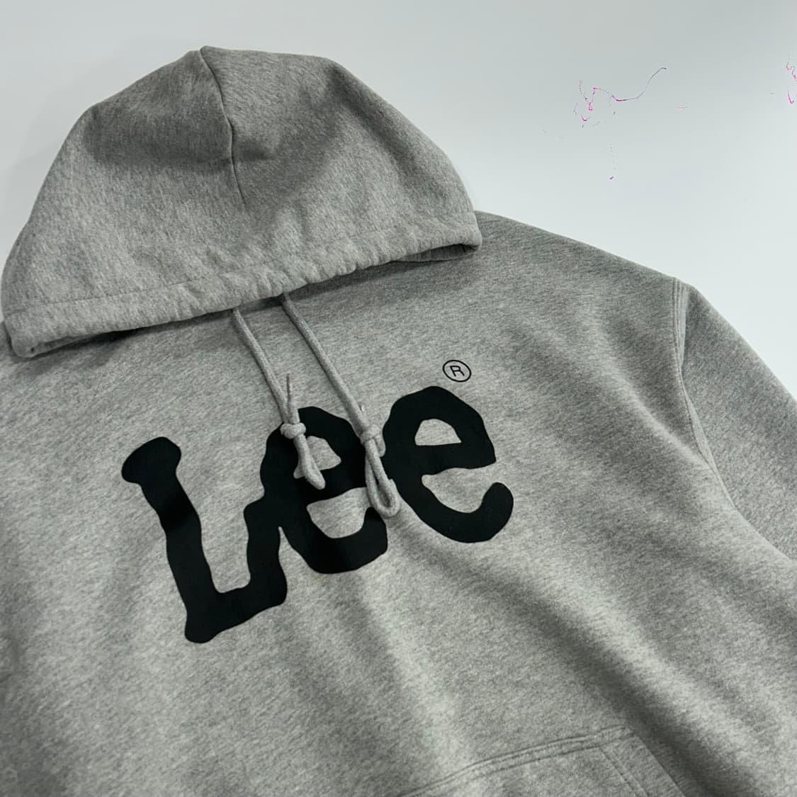 Lee 리 블랙 로고 그레이 후드티 상품이미지4