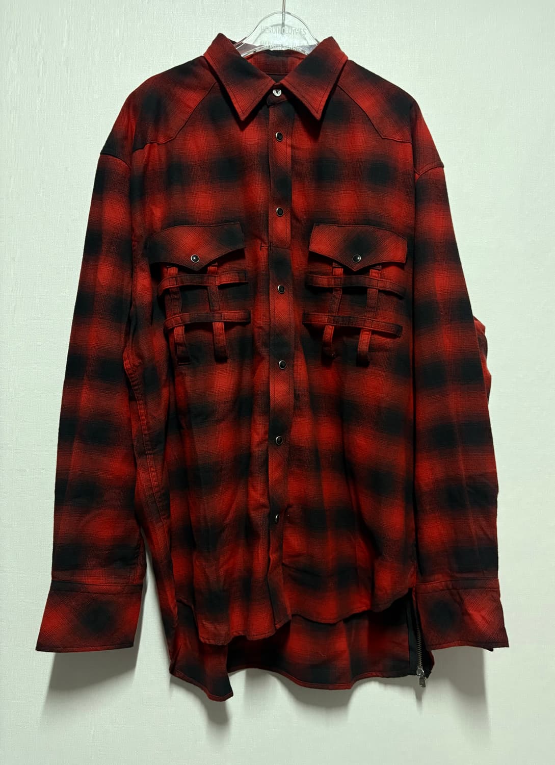 [46] 솔로이스트 오버사이즈 본디지 백지퍼 웨스턴 셔츠 레드 상품이미지1