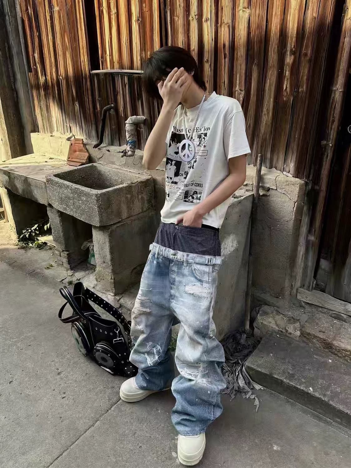 빈티지 레이어드 워시드 데님 팬츠 상품이미지2