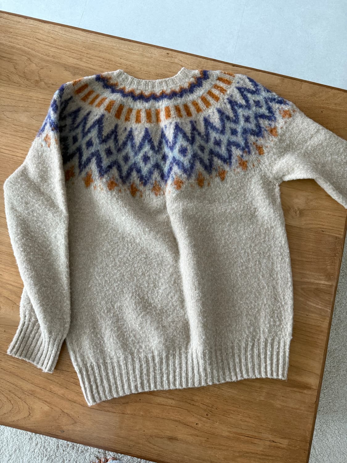 하울린 울 100% 오트밀 패턴 니트 상품이미지6