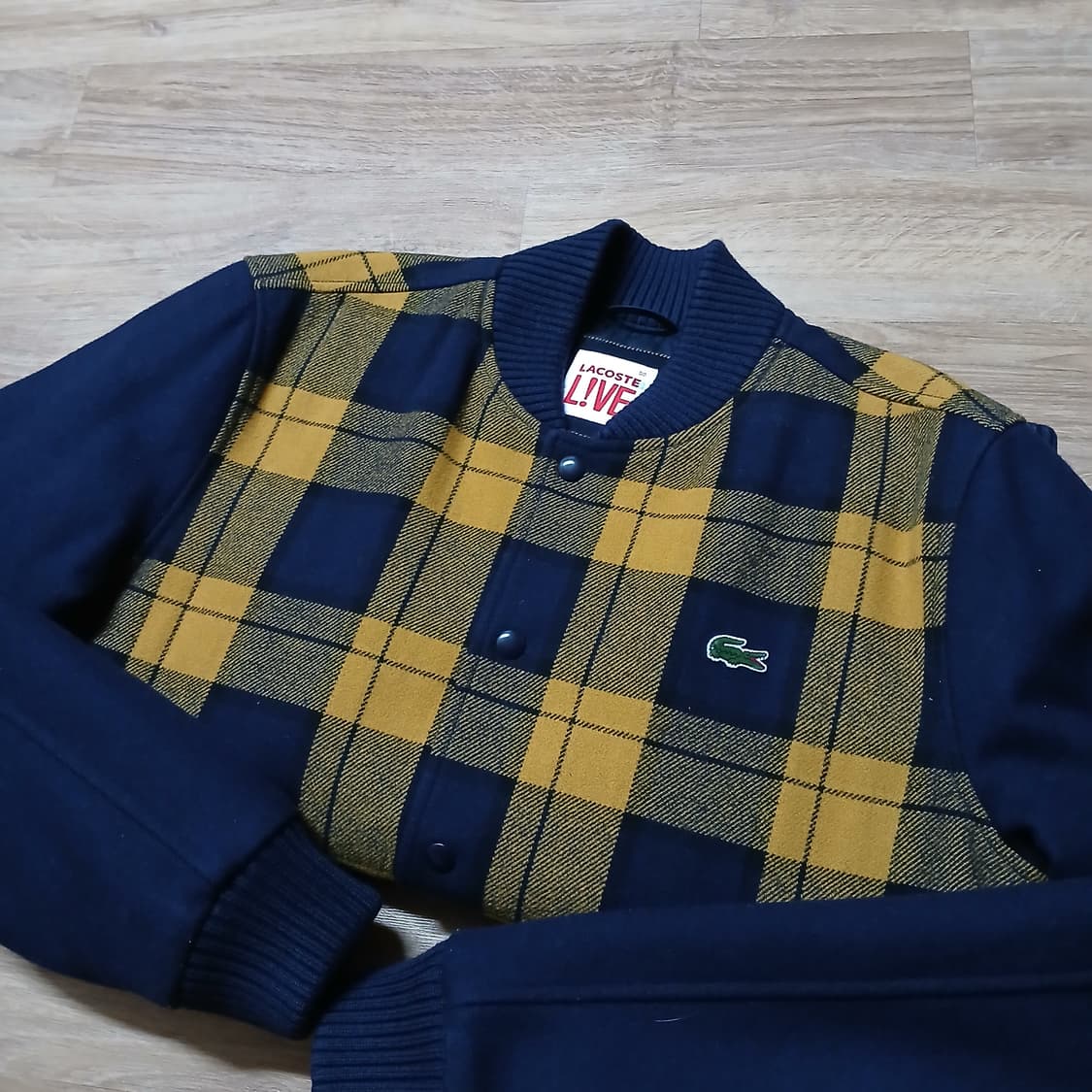 lacoste 라코스테 라이브 악어 모직 타탄체크 블루종 자켓 점퍼 상품이미지1