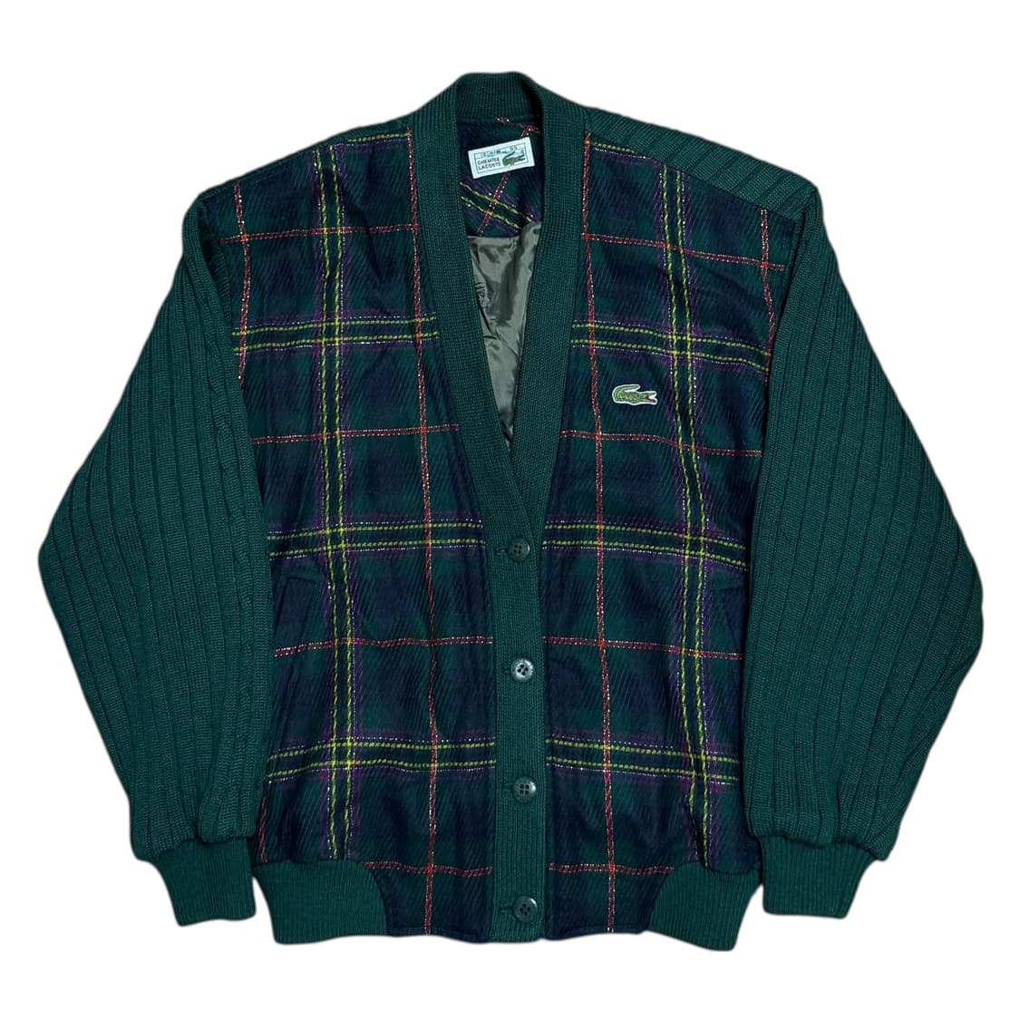 라코스테 서광 빈티지 체크 모 니트 가디건 그린 95 상품이미지1