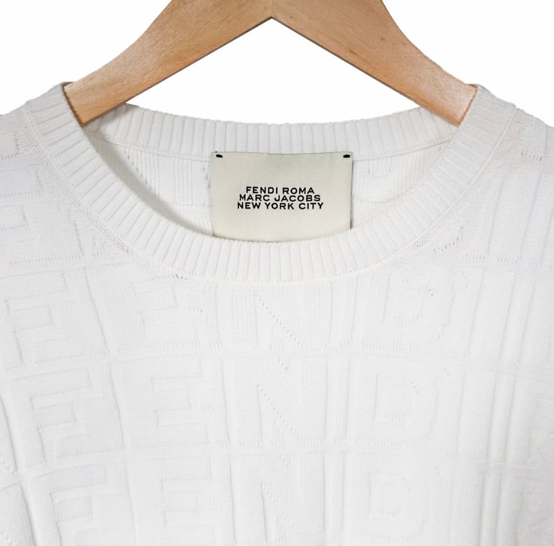 [50] 펜디 x 마크 제이콥스 남성 FF로고 반팔 니트 티셔츠 화이트 상품이미지4