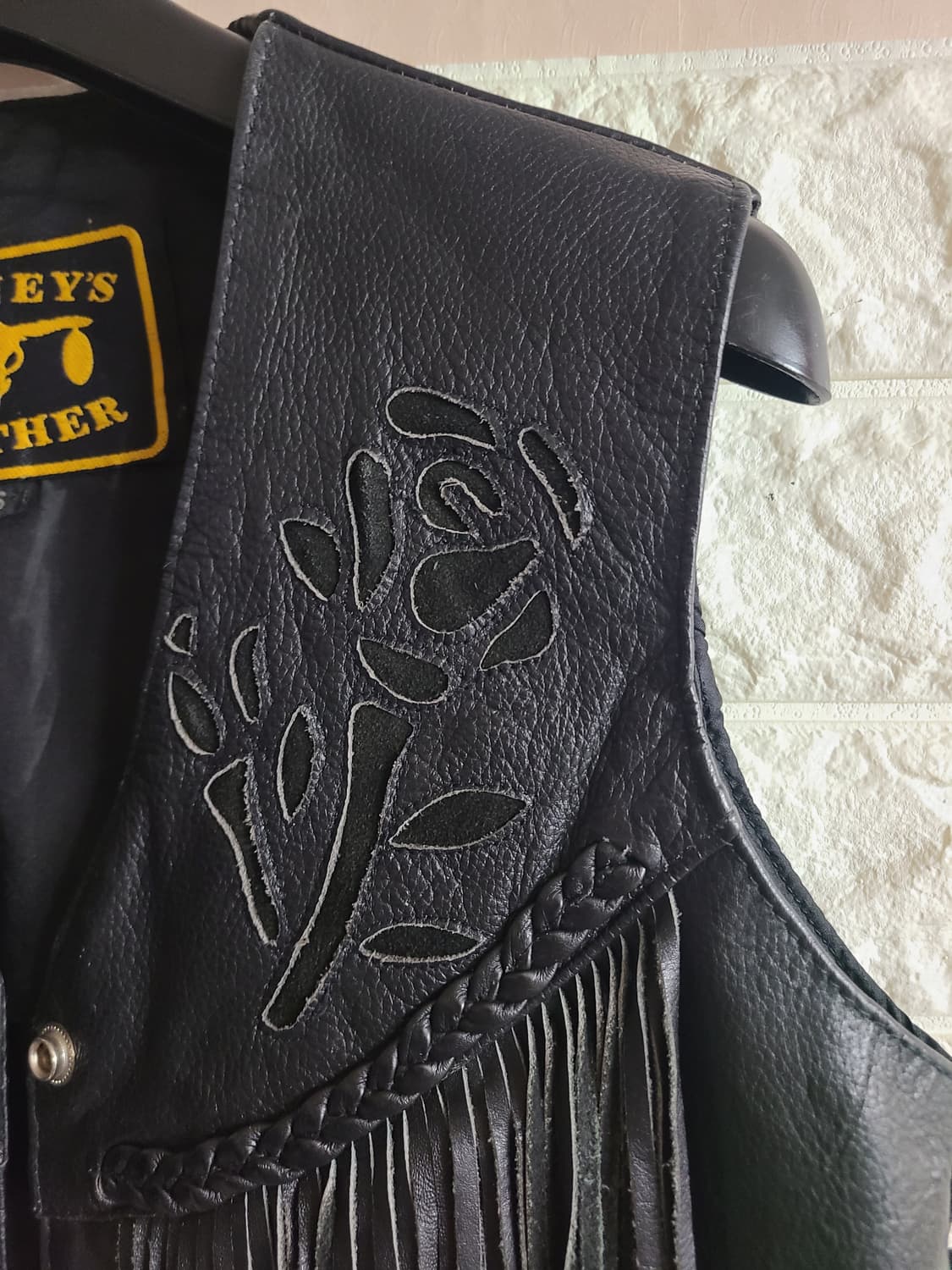 BARNEY'S LEATHER 프린지 가죽 베스트 블랙(55) 상품이미지2