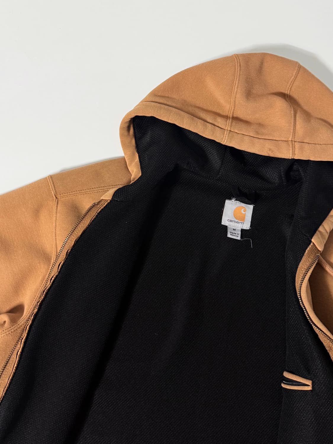 칼하트 오버핏 오리지널 카멜 브라운 써멀 스웻 후드집업 상품이미지4